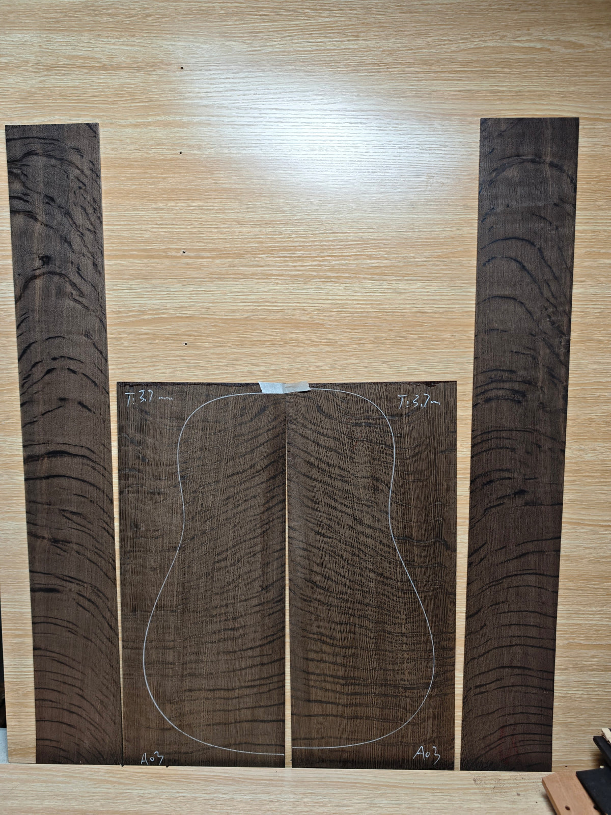 A03 Ancient Bog oak guitar back and side set