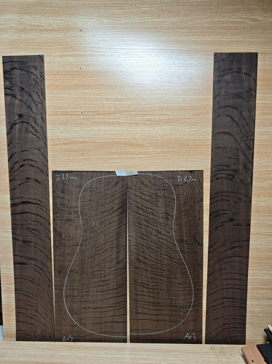 A03 Ancient Bog oak guitar back and side set