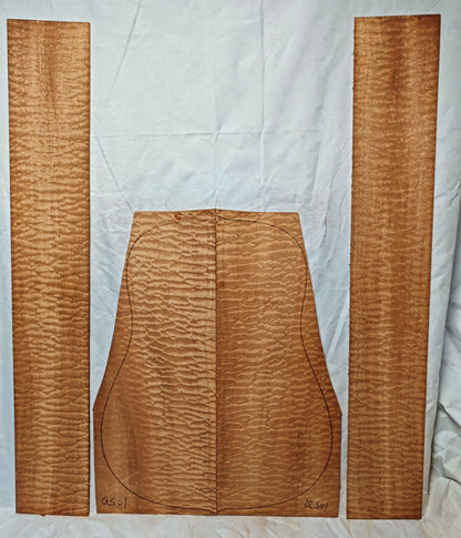 Quilted sapele acoustic guitar back &sides set