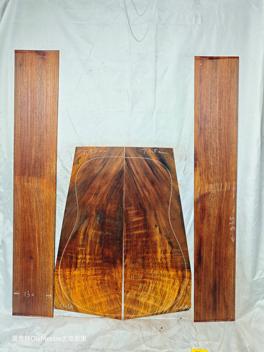 #06 curly Quartersawn cocobolo back&sides guitar set