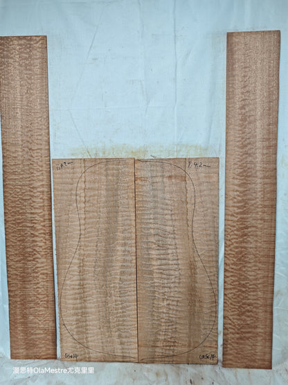 #013 Quilted sapele acoustic guitar back &sides set