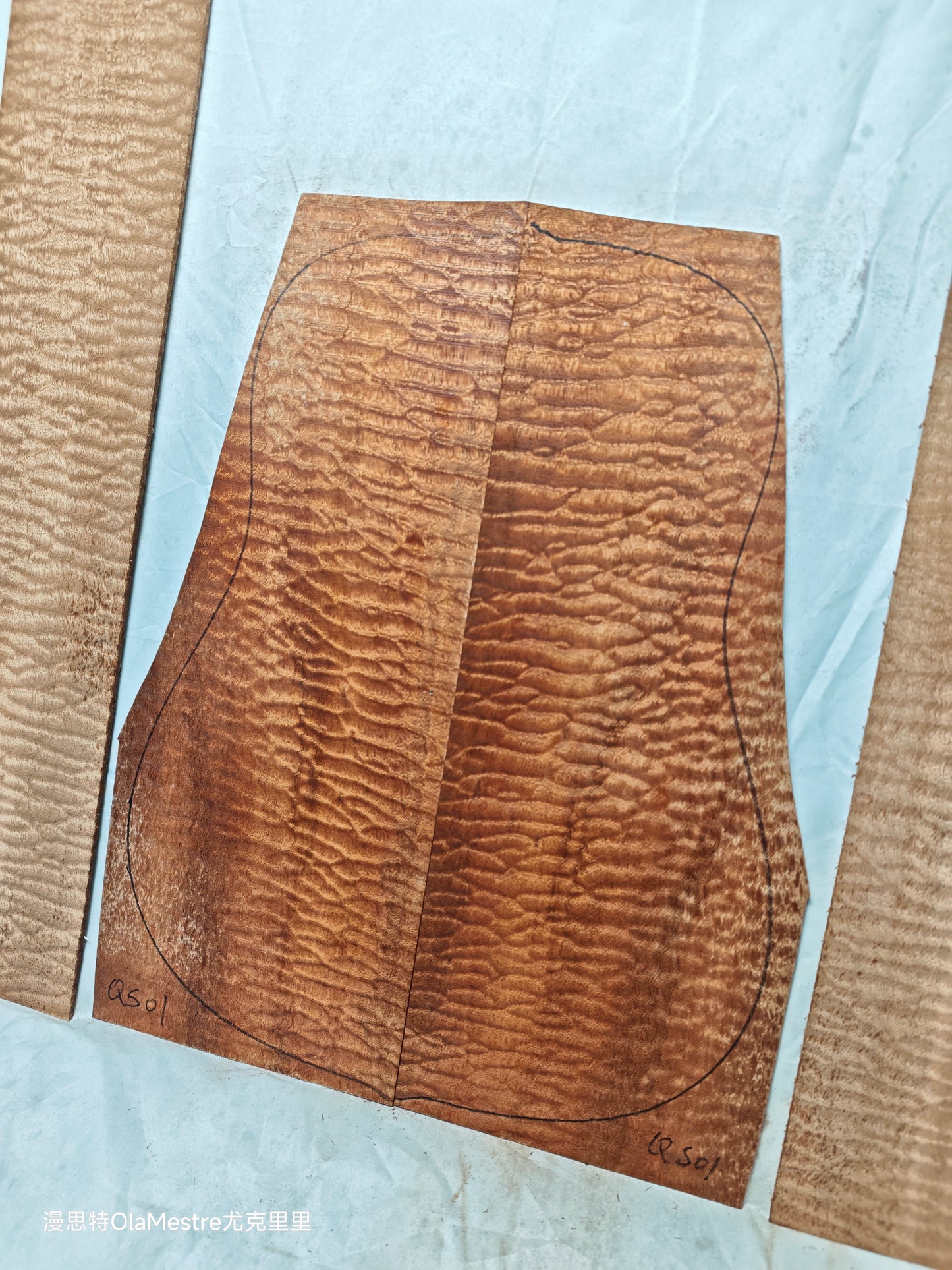 Quilted sapele acoustic guitar back &sides set