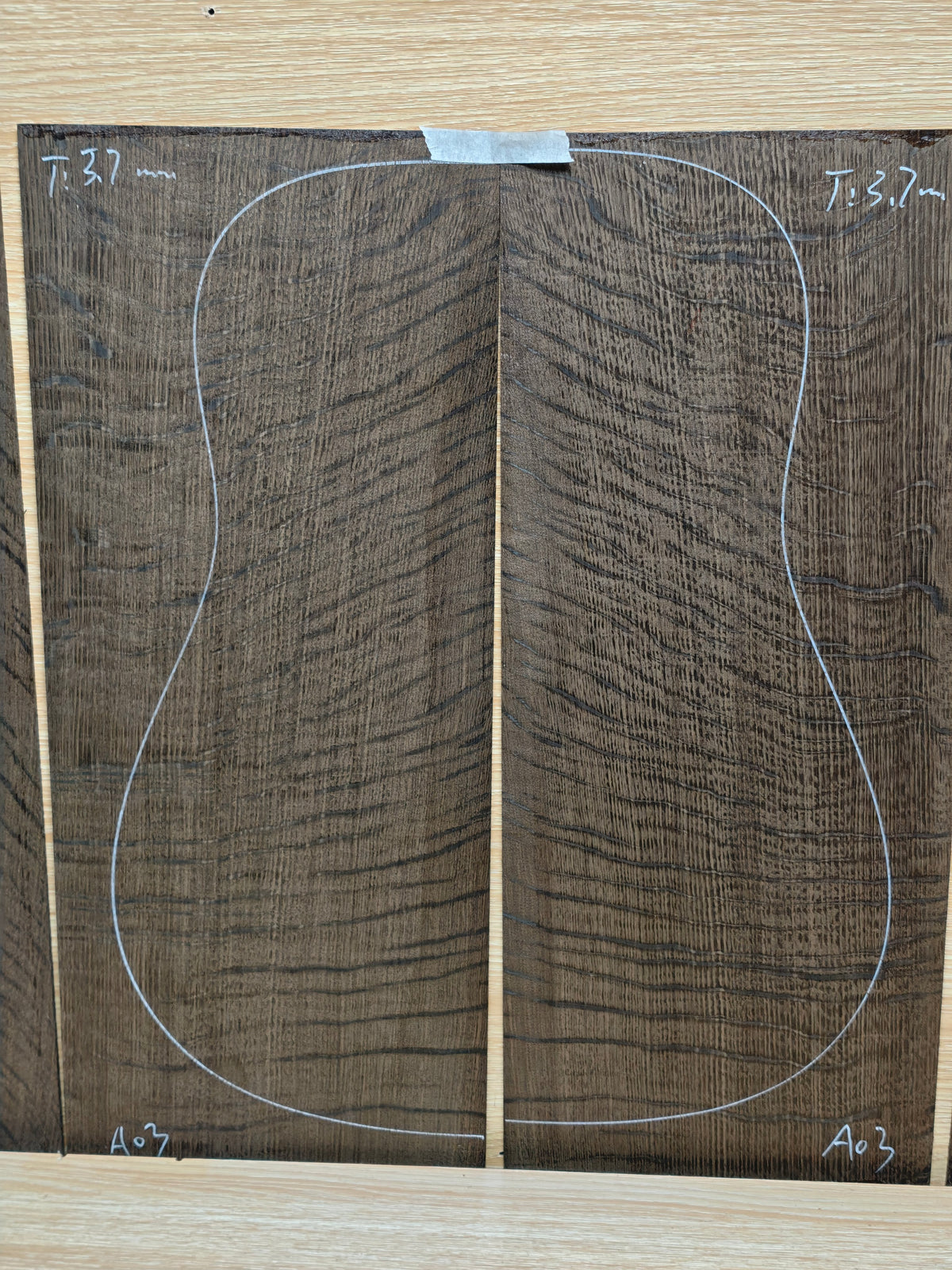 A03 Ancient Bog oak guitar back and side set