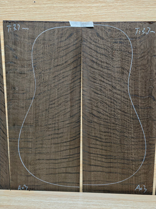 A03 Ancient Bog oak guitar back and side set