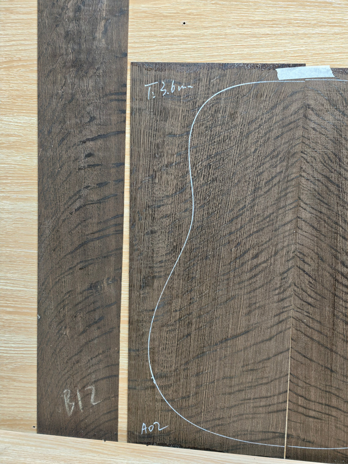 A02 Ancient Bog oak guitar back and side set