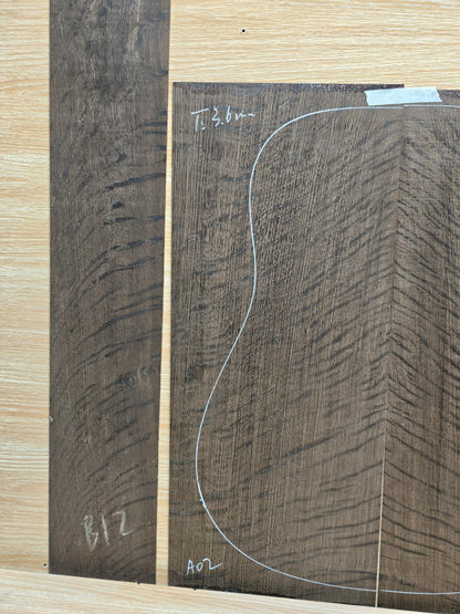 A02 Ancient Bog oak guitar back and side set