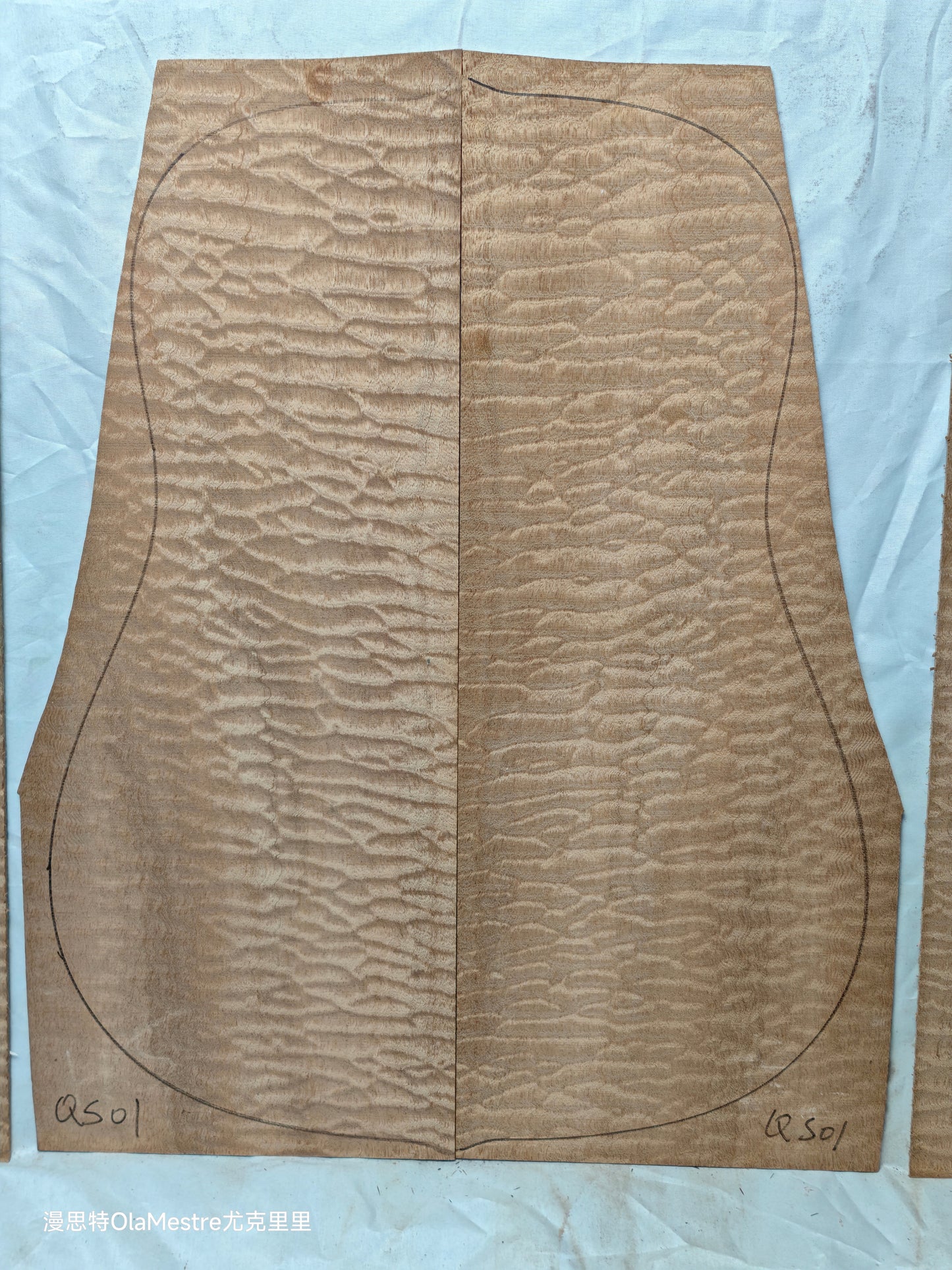 Quilted sapele acoustic guitar back &sides set