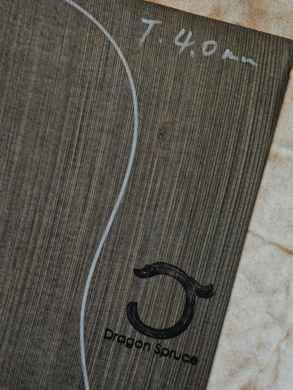 Black 'Dragon Spruce' Ancient Sinker Chinese Spruce guitar top