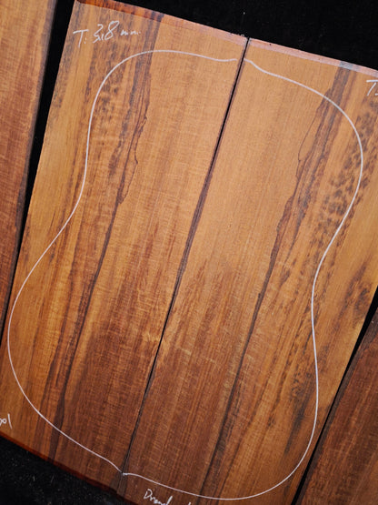 Figured Quartersawn Suriname snakewood acoustic guitar back&sides set S01