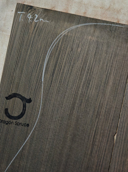 Black 'Dragon Spruce' Ancient Sinker Chinese Spruce guitar top