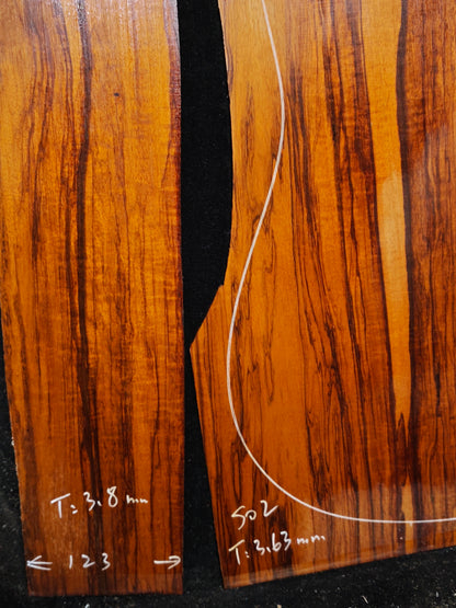 Figured Quartersawn Suriname snakewood acoustic guitar back&sides set S02