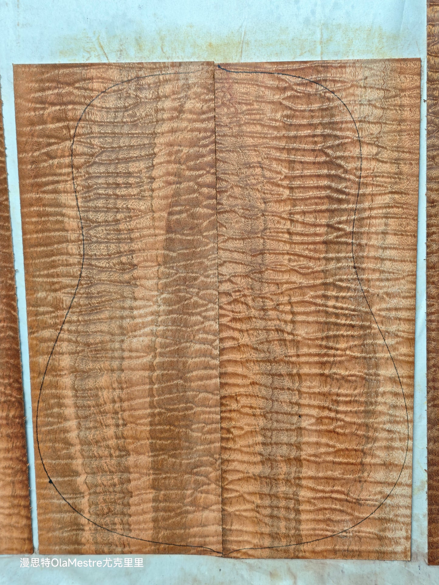 #011 Quilted sapele acoustic guitar back &sides set