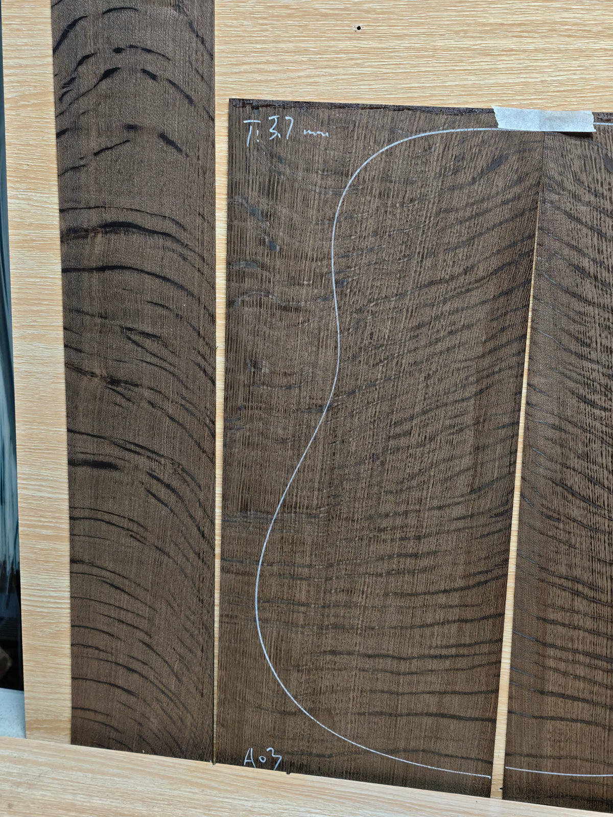A03 Ancient Bog oak guitar back and side set
