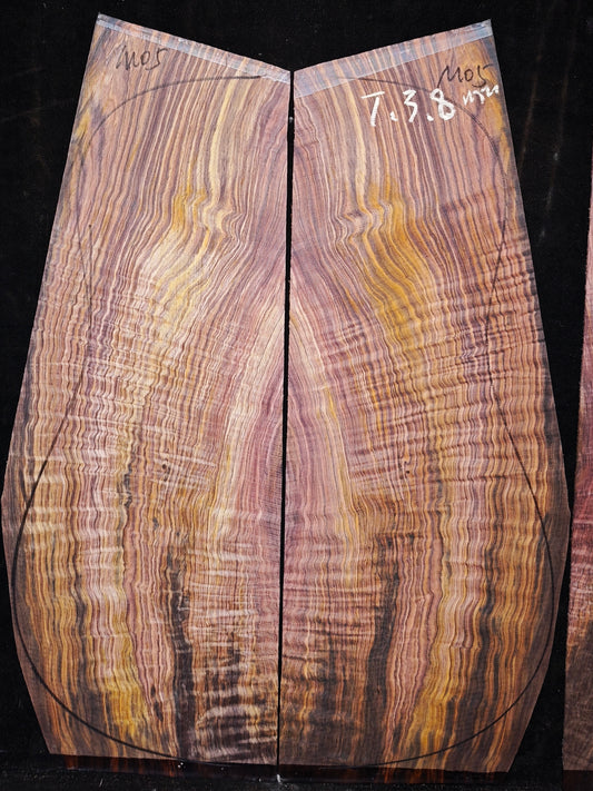 M05 curly Quartersawn cocobolo back&sides guitar set