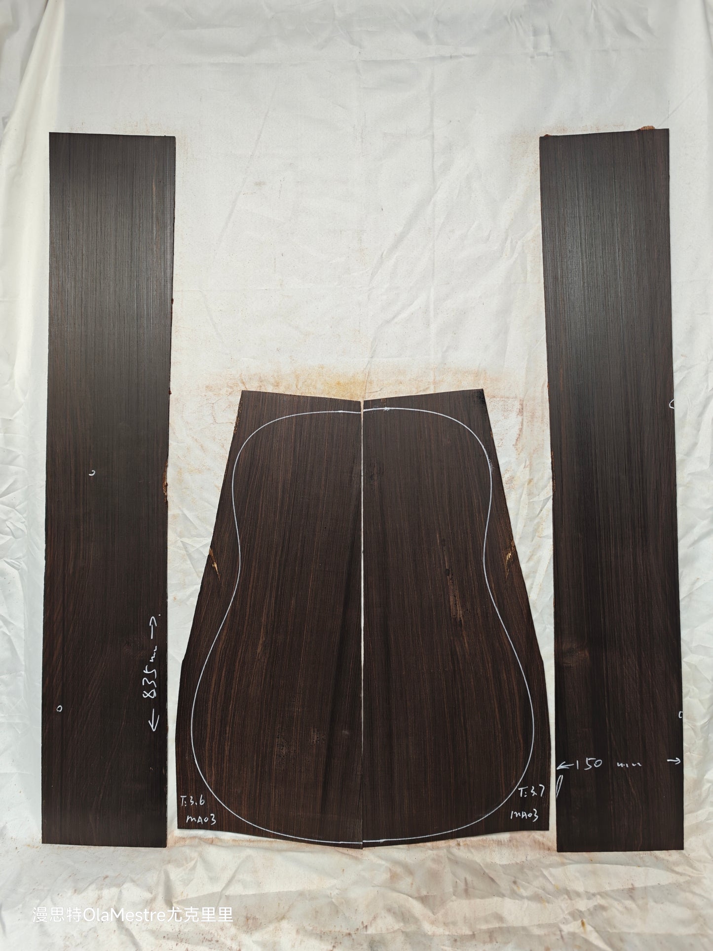 MA03 Quartersawn african blackwood back&sides guitar set with CITES
