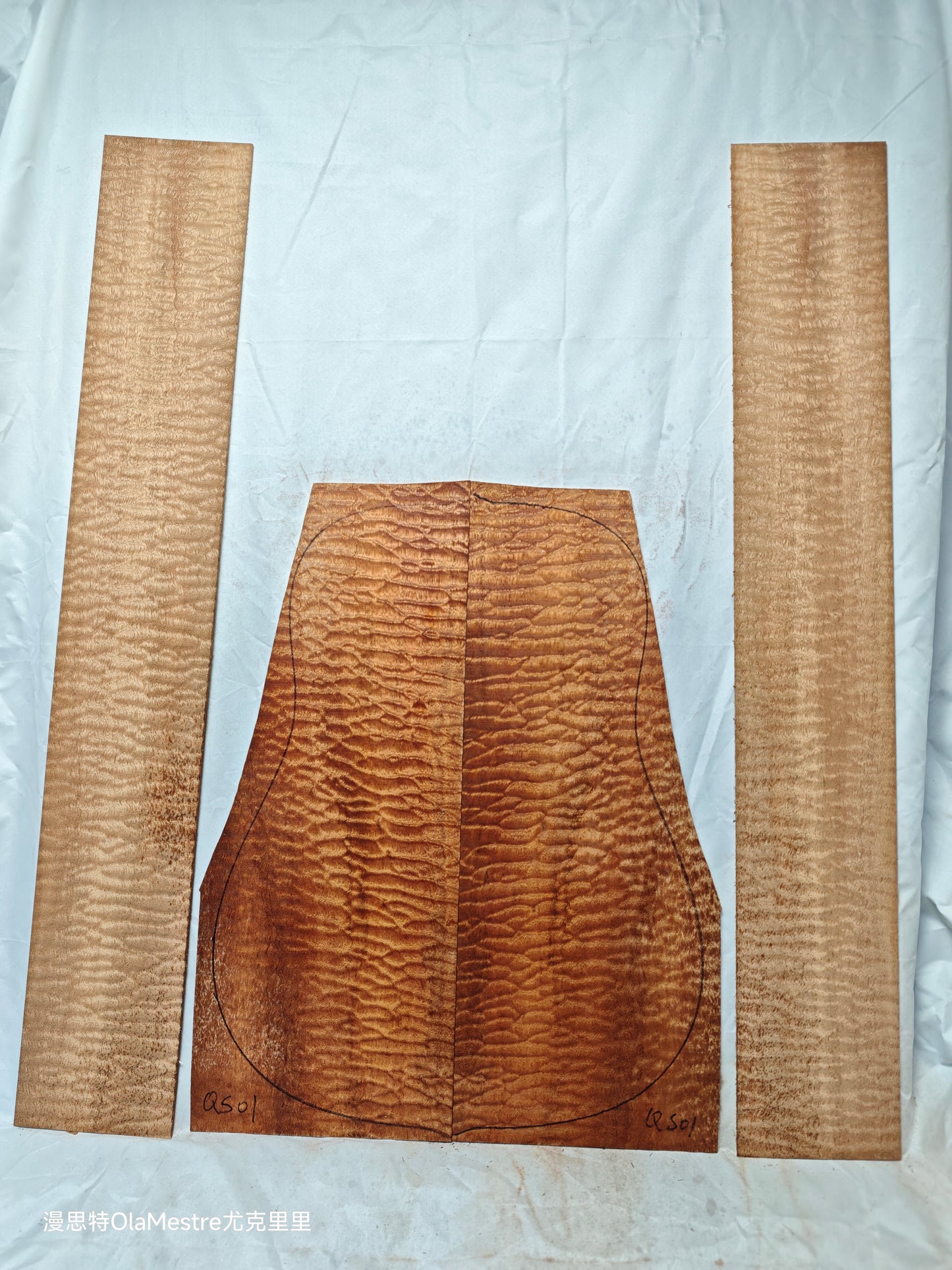 Quilted sapele acoustic guitar back &sides set