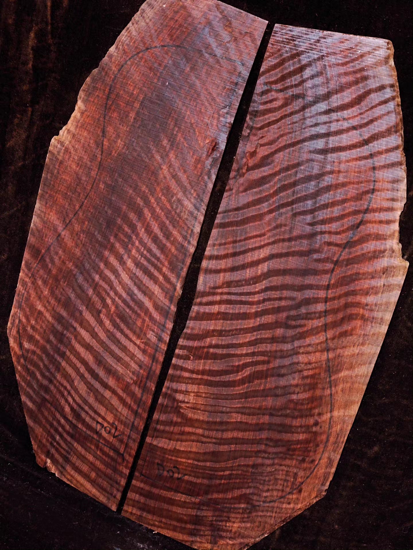 master grade ancient curly sinker redwood guitar top set #D05