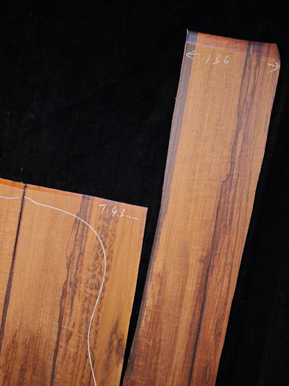 Figured Quartersawn Suriname snakewood acoustic guitar back&sides set S01