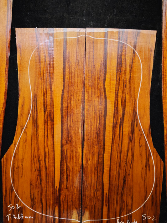 Figured Quartersawn Suriname snakewood acoustic guitar back&sides set S02