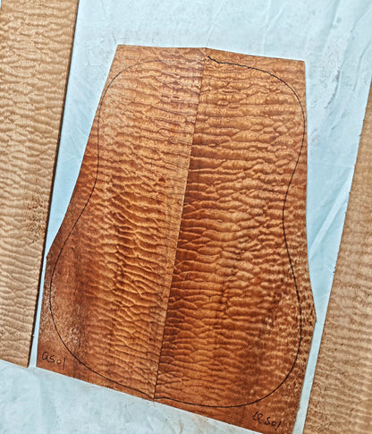 Quilted sapele acoustic guitar back &sides set