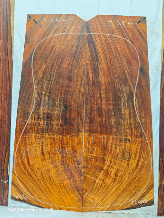 #03 curly Quartersawn cocobolo back&sides guitar set