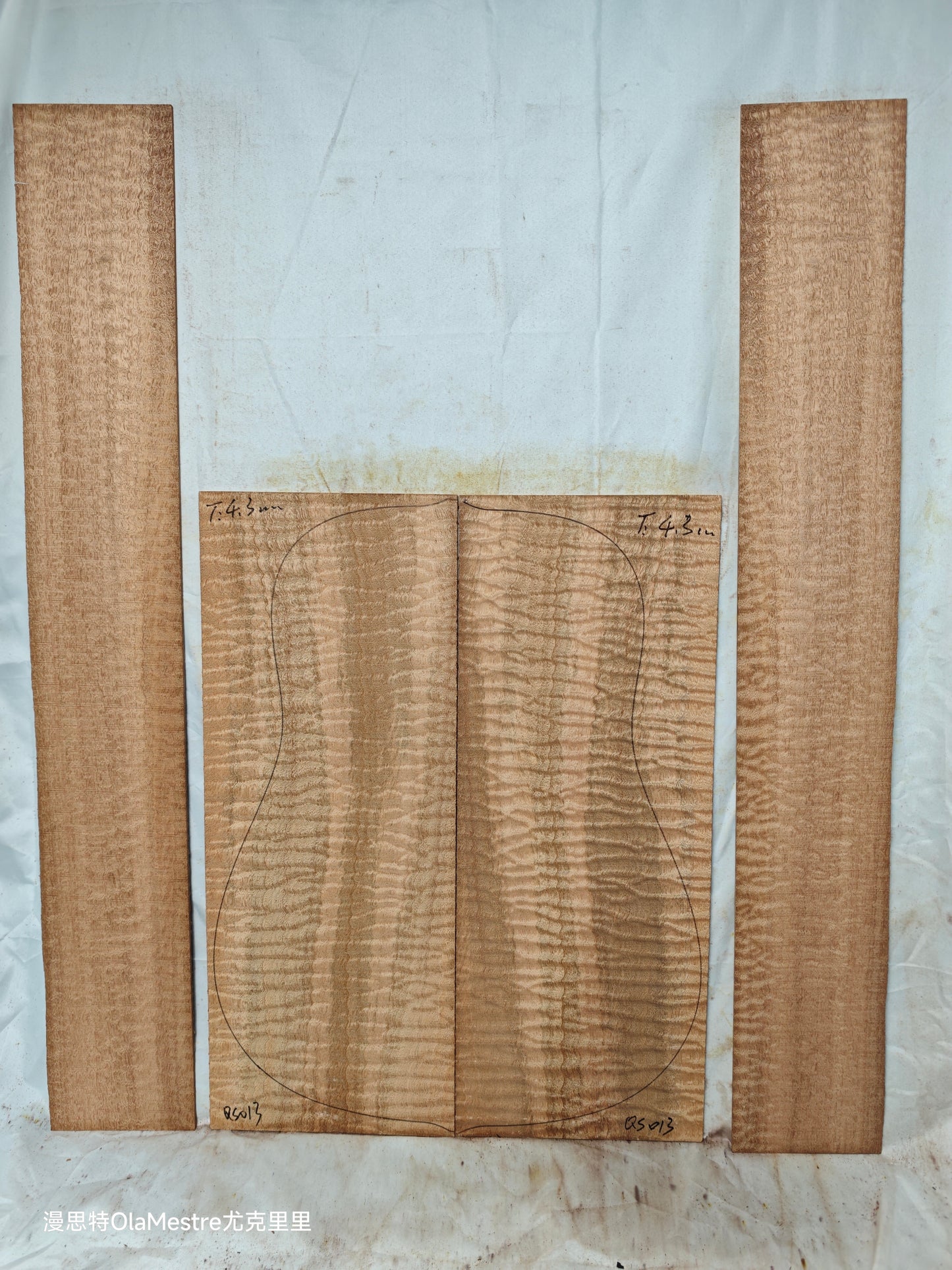 #014 Quilted sapele acoustic guitar back &sides set